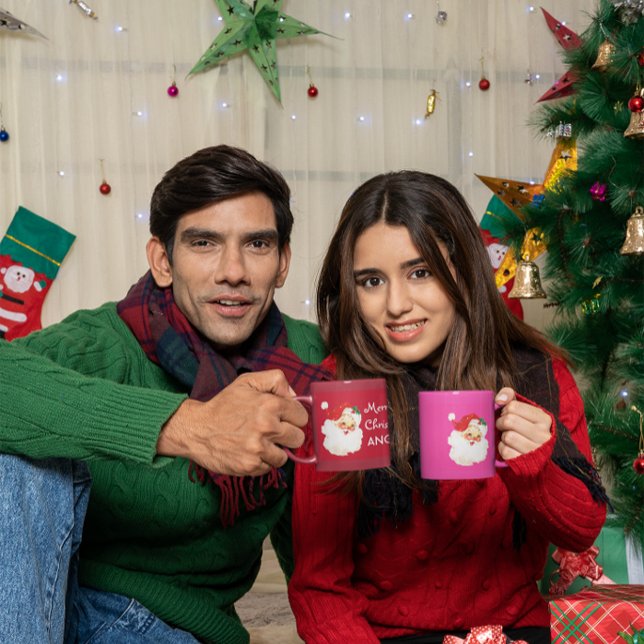 Christmas Jolly Santa Claus Pink Merry Greeting  Coffee Mug (Creator Uploaded)