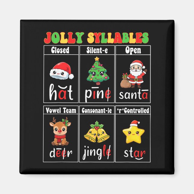 Christmas Jolly Syllables Teacher Students Funny S Magnet (Front)