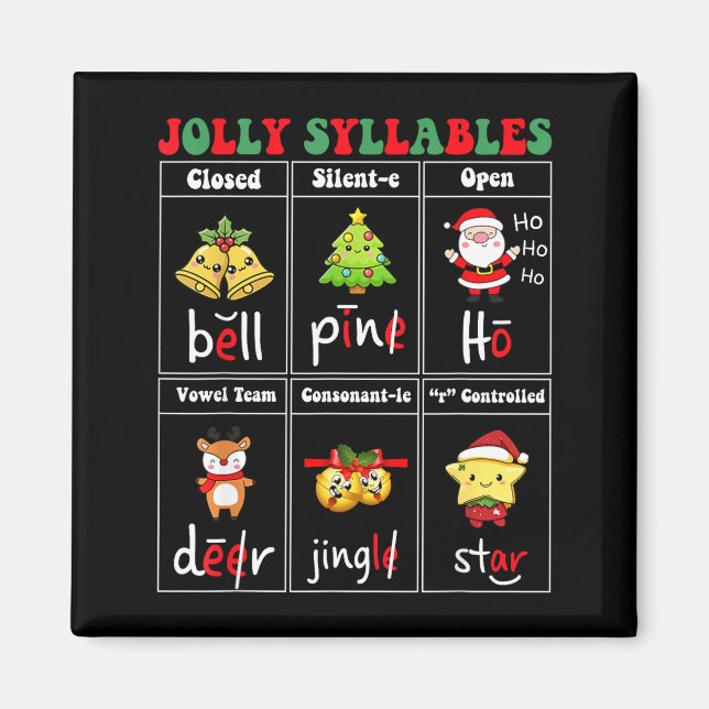 Christmas Jolly Syllables Teacher Students Funny S Magnet (Front)