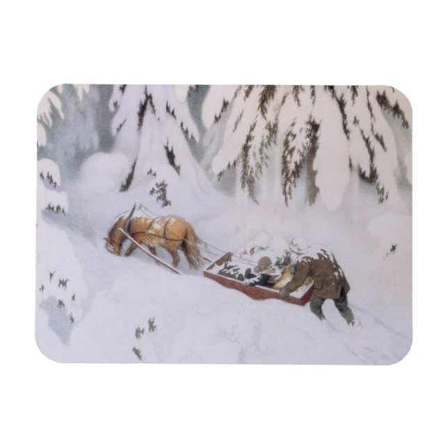 Christmas Journey Through the Snow in Winter Magnet (Horizontal)