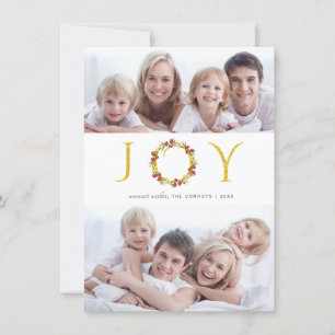 Christmas Joy 2-Photo Gold Faux Foil Holiday