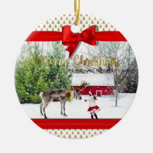 Christmas Joy and Peace Photo Ceramic Tree Decoration