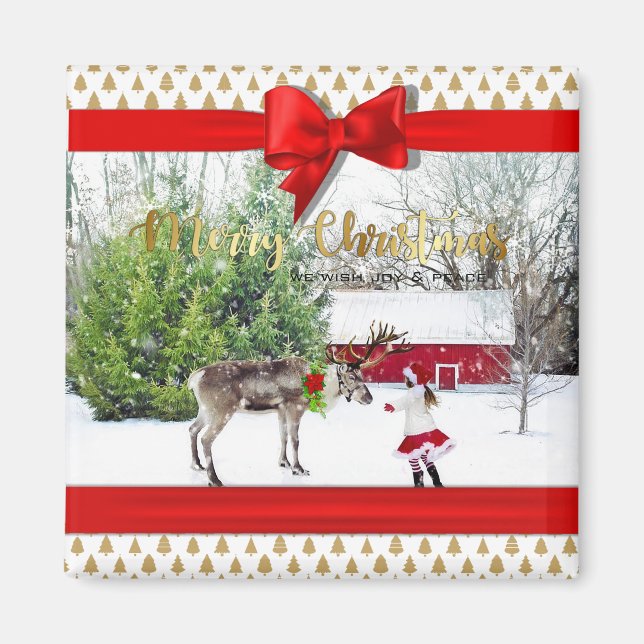 Christmas Joy and Peace Photo Magnet (Front)