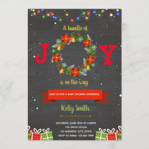 Christmas joy baby shower invitation