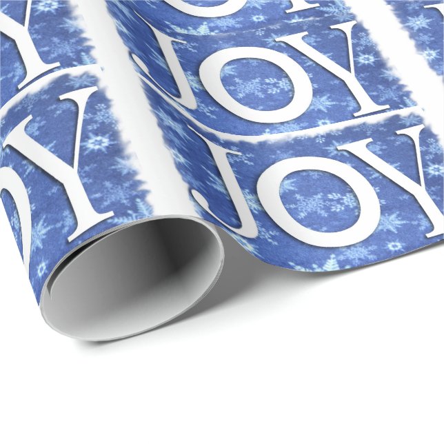 Christmas JOY Blue Pattern Wrapping Paper (Roll Corner)