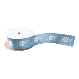 Christmas Joy Blue Ribbon Satin Ribbon