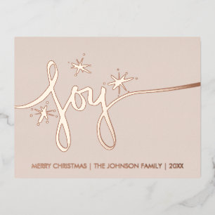 Christmas Joy Blush Hand Lettering Pressed Foil H Holiday Postcard