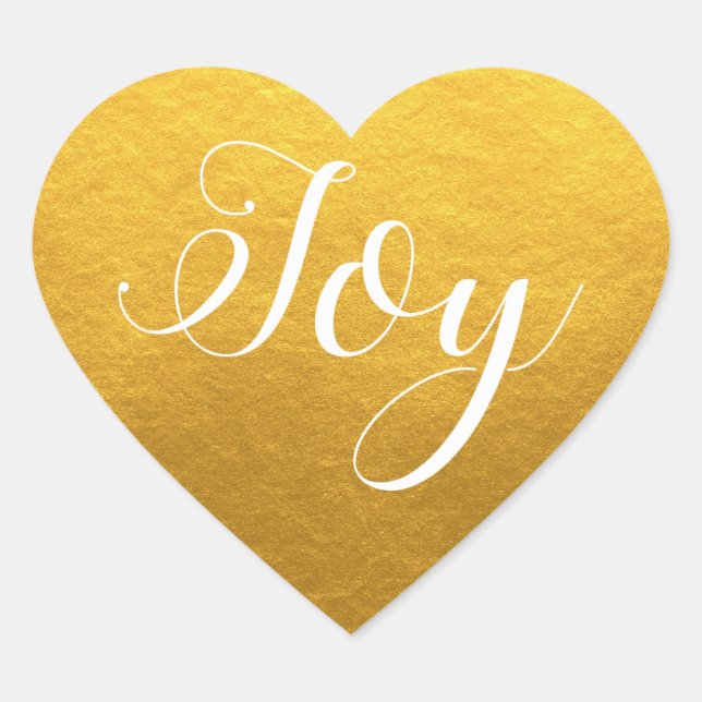 Christmas Joy Classic Gold Heart Sticker (Front)