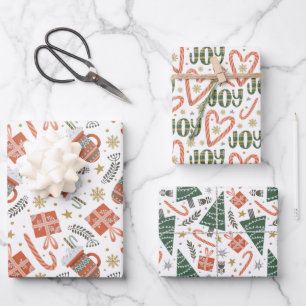 Christmas Joy, Cocoa, Trees & Gifts Wrapping Paper Sheet