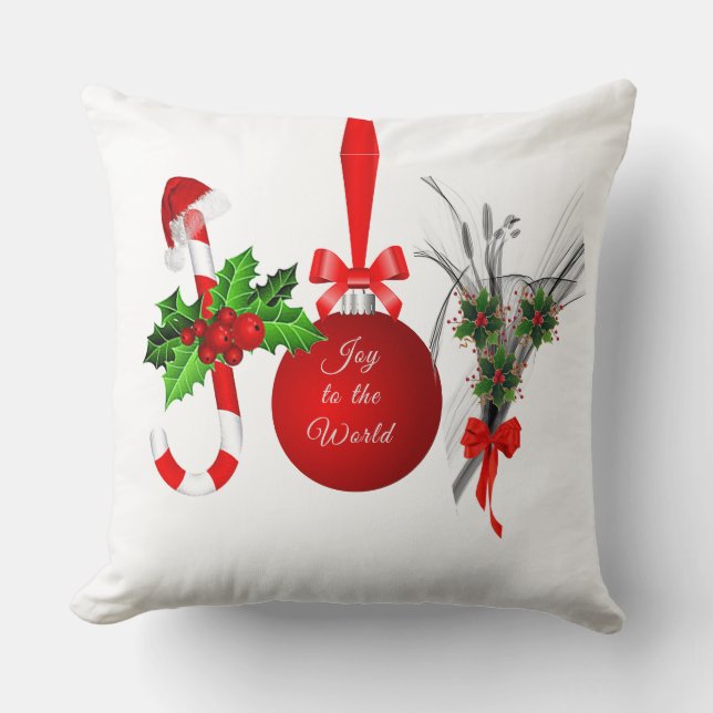 Christmas Joy Cotton Throw Pillow (Front)