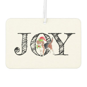 Christmas JOY Dog Holly Hat Festive Holiday Fun Car Air Freshener