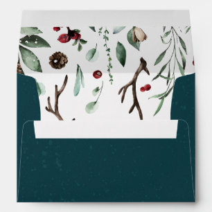 Christmas Joy Elegant Watercolor Return Address Envelope