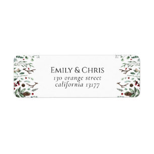 Christmas Joy   Elegant Watercolor Return Address Label