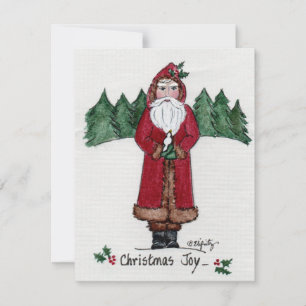 "Christmas Joy" Father Christmas and White Dove Holiday Card