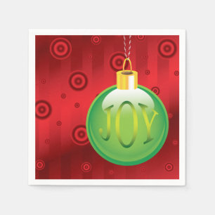 Christmas Joy Green Ornament Holiday Red Xmas Napkin