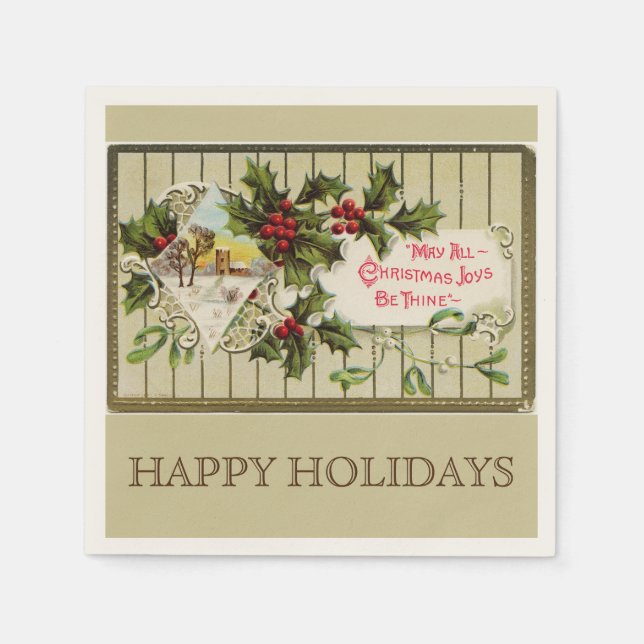 Christmas Joy Happy Holidays Napkin (Front)