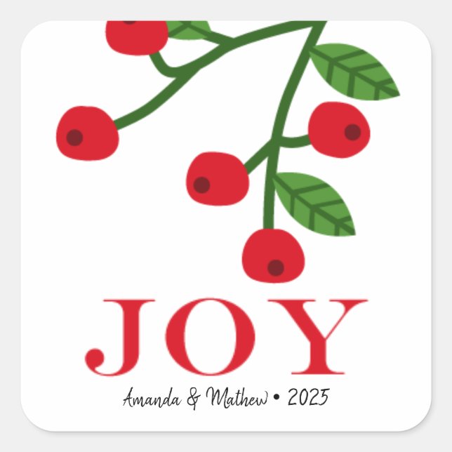 Christmas Joy Holly Berry Holiday Envelope Seal (Front)