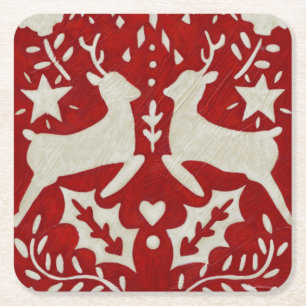 Christmas Joy I Square Paper Coaster