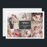 Christmas Joy | Multi Photo Grid Chalkboard Look Holiday Card<br><div class="desc">This trendy Christmas card features six of your personal photos on the front,  and another one on the back,  with a centre frame that has a rustic chalkboard look. The word "joy" appears in whimsical,  swirly script,  and there is a spot for your own message on the back.</div>