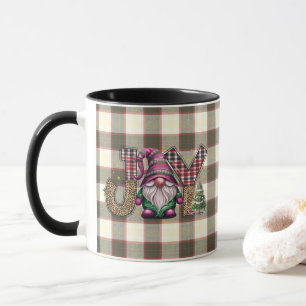Christmas Joy Nordic Gnome Plaid Girly  Mug
