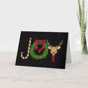 Christmas Joy on black with snowflakes Card