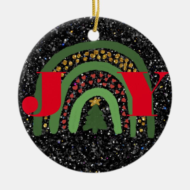  Christmas Joy personalise minimalist elegant Ceramic Ornament (Front)