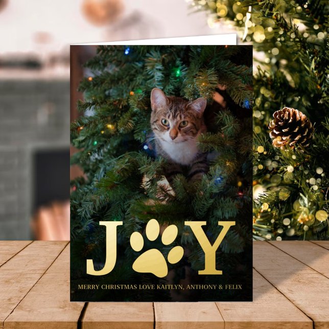 Christmas Joy | Pet Photo Real Foil Holiday Card (Creator Uploaded)