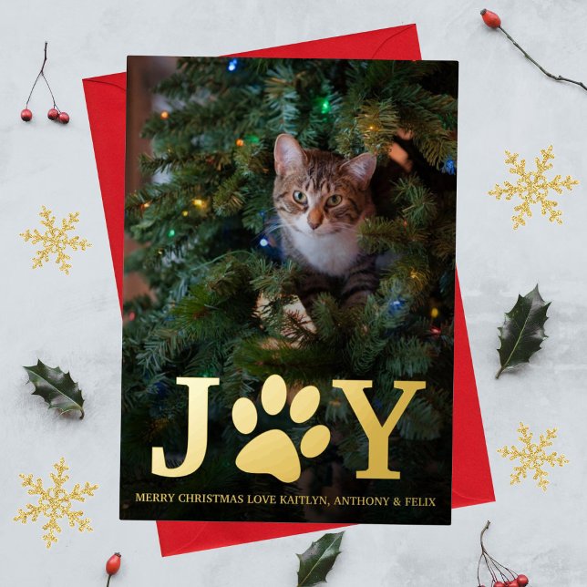 Christmas Joy | Pet Photo Real Foil Holiday Card (Creator Uploaded)