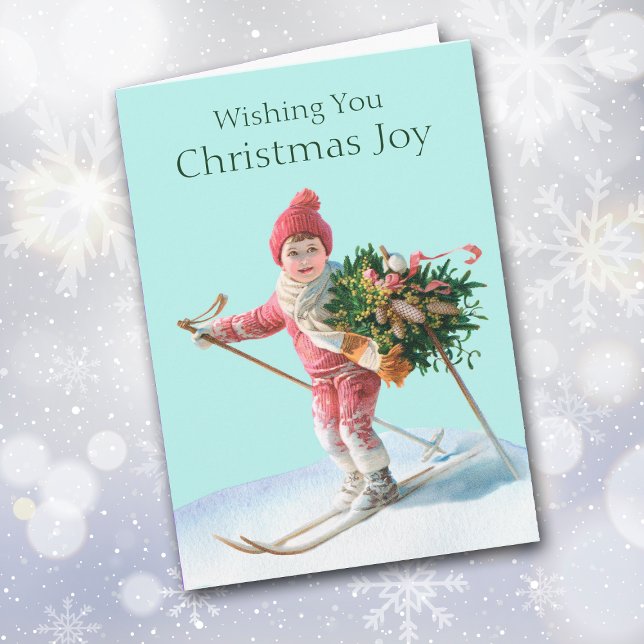 Christmas Joy Skiing Child French Image Card (Creator Uploaded)