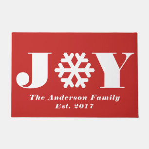 Christmas Joy Snowflake & Family Name Doormat