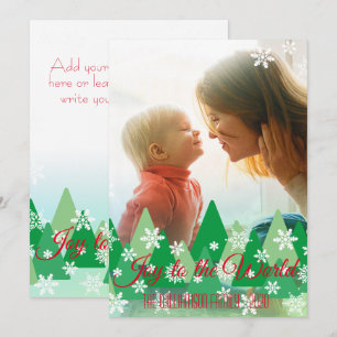 Christmas Joy to the World Photo Trees Snowflakes Holiday Card