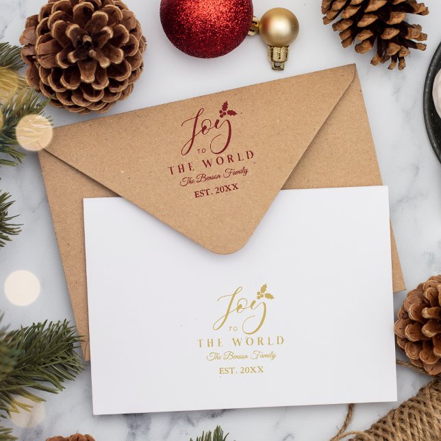 Christmas Joy to the World Quote Whimsical Script Rubber Stamp (Creator Uploaded)