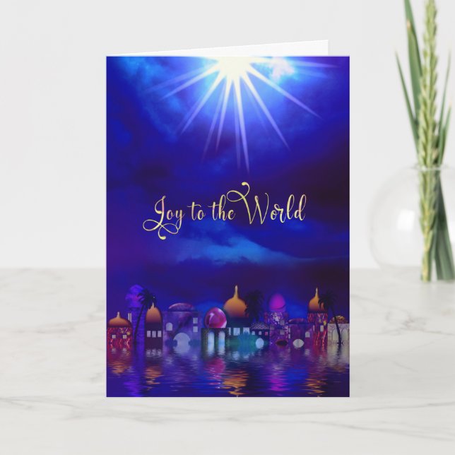Christmas, Joy to World, Christian, Bethlehem Star Holiday Card (Front)