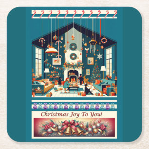 CHRISTMAS JOY TO YOU! SQUARE PAPER COASTER