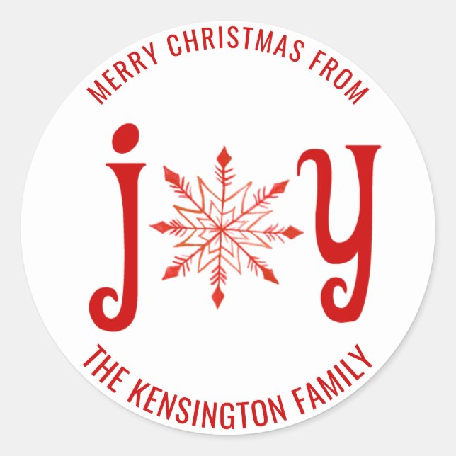 Christmas Joy Typography Snowflake Envelope Seal (Front)