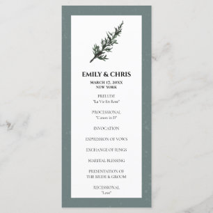 Christmas Joy   Watercolor Winter Wedding Ceremony Program