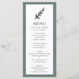 Christmas Joy   Watercolor Winter Wedding Menu