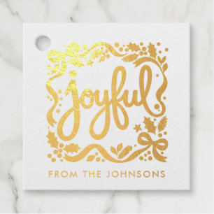 Christmas Joy Whimsical Pretty Ribbon Calligraphy Favour Tags