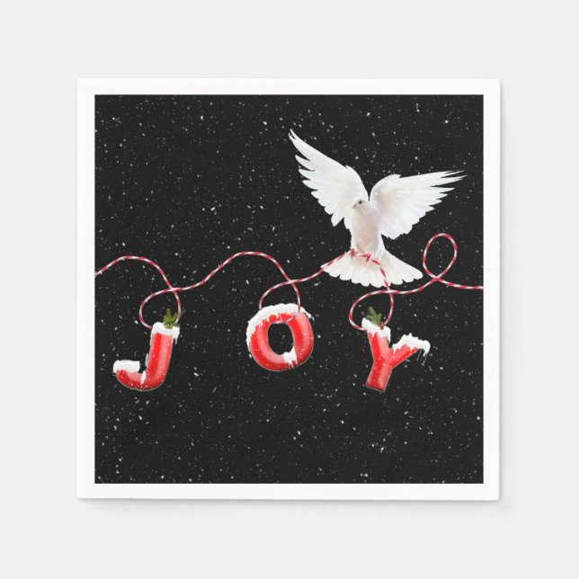 Christmas Joy with Dove and Snowflakes Napkin (Front)