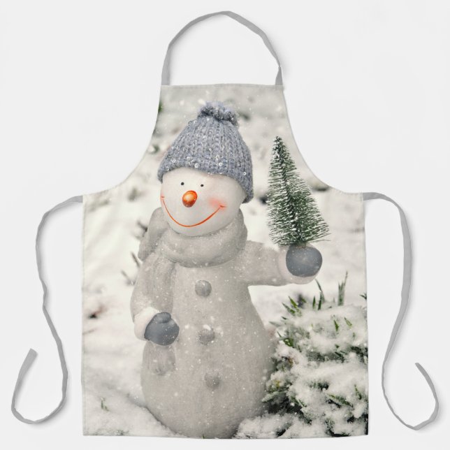 Christmas Joy with Smiling Snowman Apron (Front)