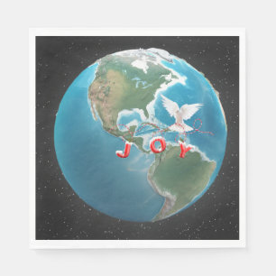 Christmas JOY with White Dove on World Napkin
