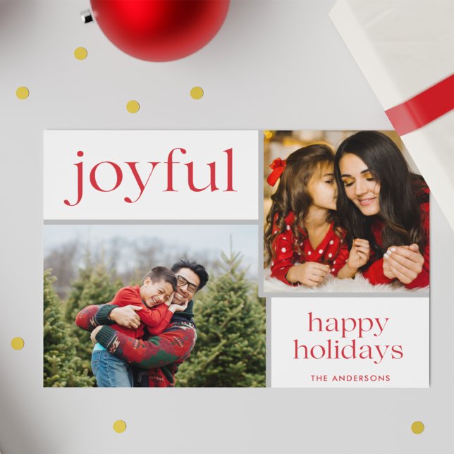Christmas Joyful Family Photo Moderrn Holiday Card (Creator Uploaded)