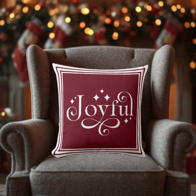 Christmas Joyful Script Cushion (Christmas Joyful Script Throw Pillow)