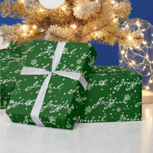 Christmas JOYFUL Text In Snowflakes Wrapping Paper