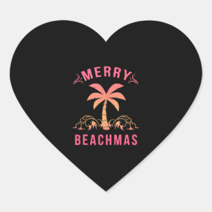 Christmas July Coastal Beach Merry Beachmas Palm Heart Sticker