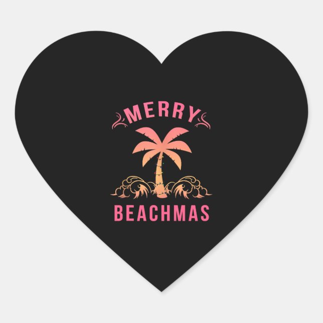 Christmas July Coastal Beach Merry Beachmas Palm Heart Sticker (Front)