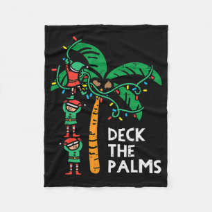 Christmas July Elves Deck The Palm Funny Xmas Men Fleece Blanket