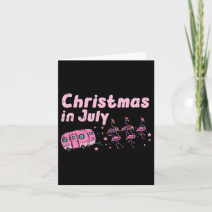Christmas July Flamingos Camper Trailer Xmas Girls Card
