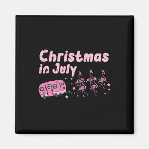 Christmas July Flamingos Camper Trailer Xmas Girls Magnet