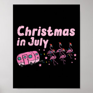 Christmas July Flamingos Camper Trailer Xmas Girls Poster